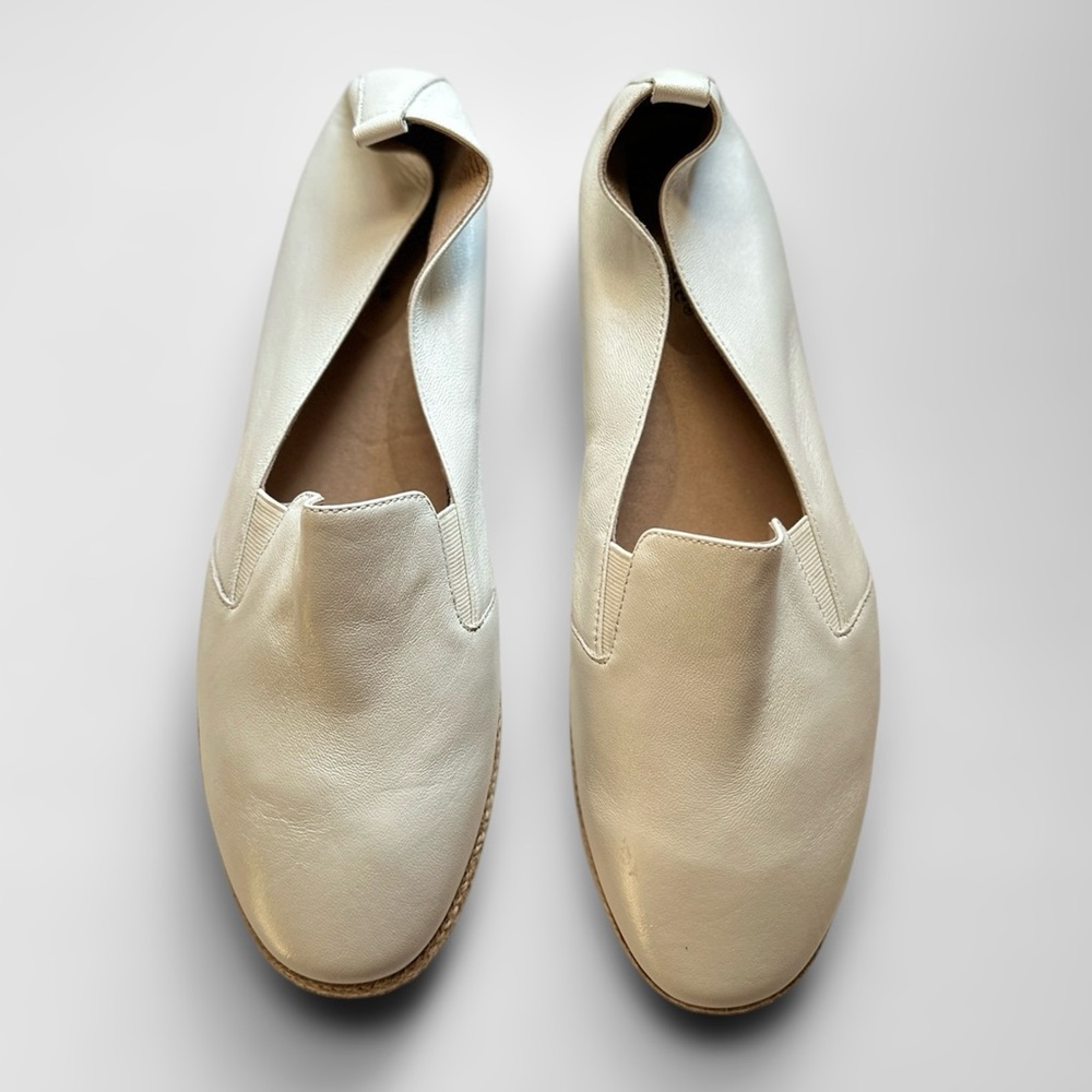 David Tate Pueblo Slip On Espadrille Loafer in White Lambskin Leather Ladies 13